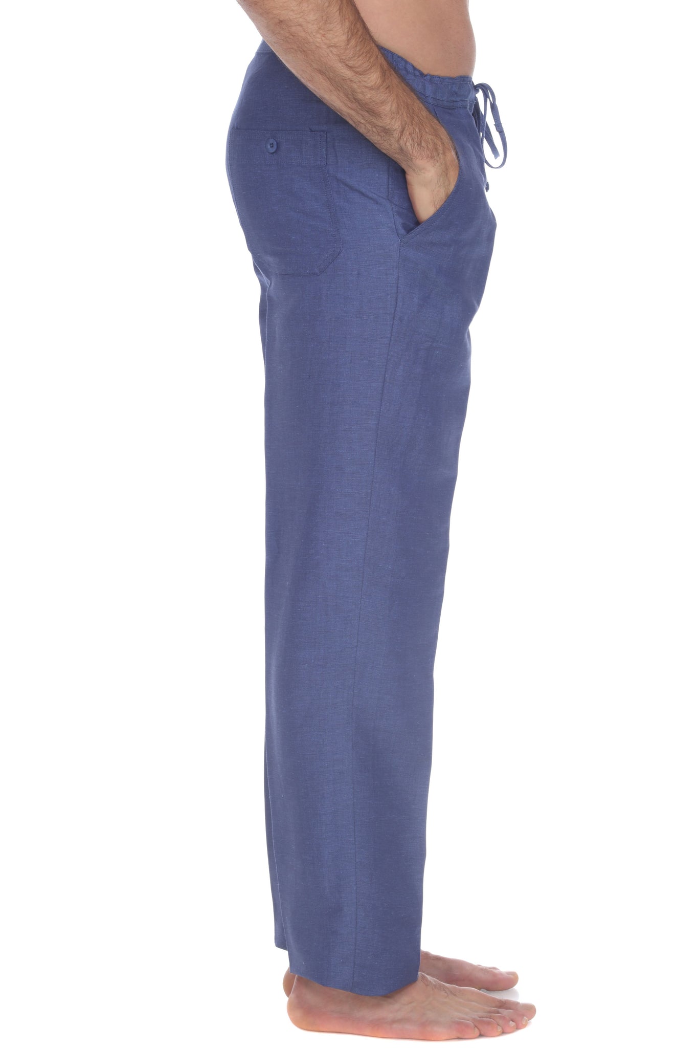 Men's Loose Fit Casual Pants Linen Comfy Waist Drawstring - Temu